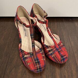 BAIT x Unique Vintage Red Plaid heels size 9